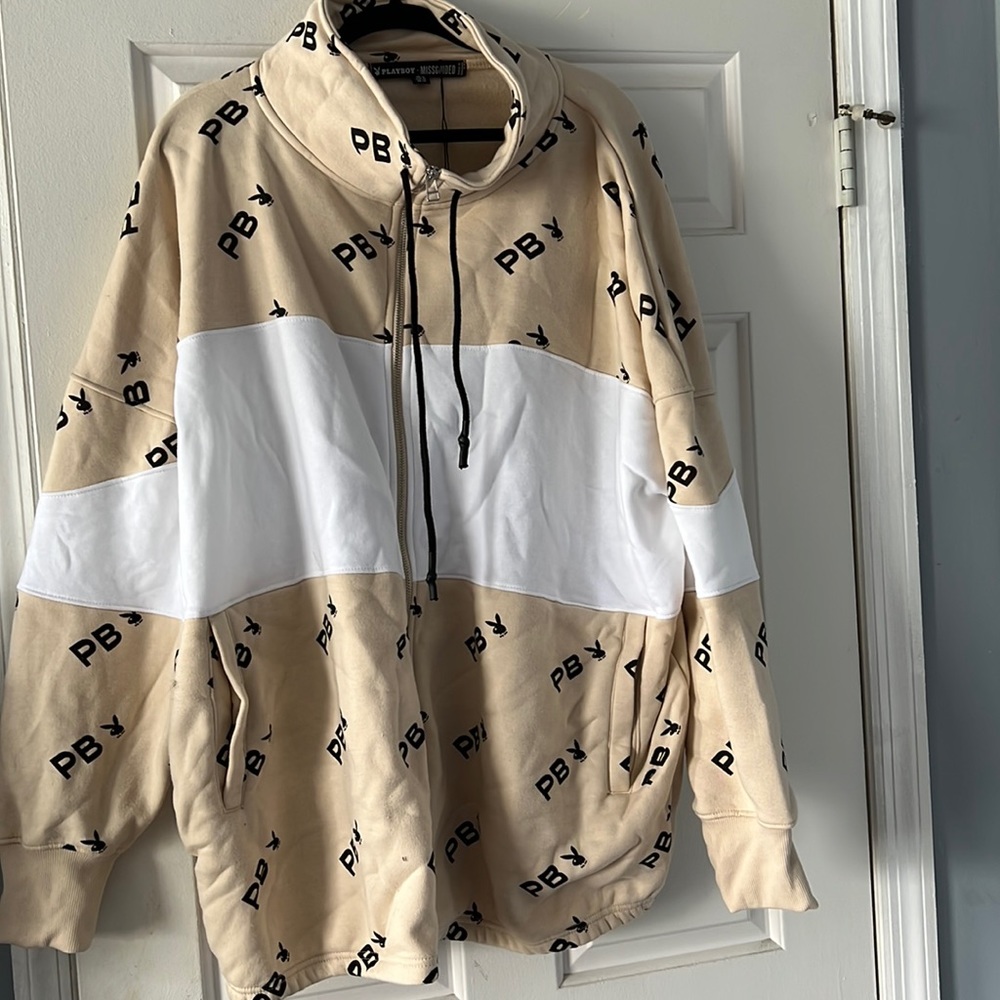 Playboy x Missguided Color Block Zip Up Sweater/ Jacket